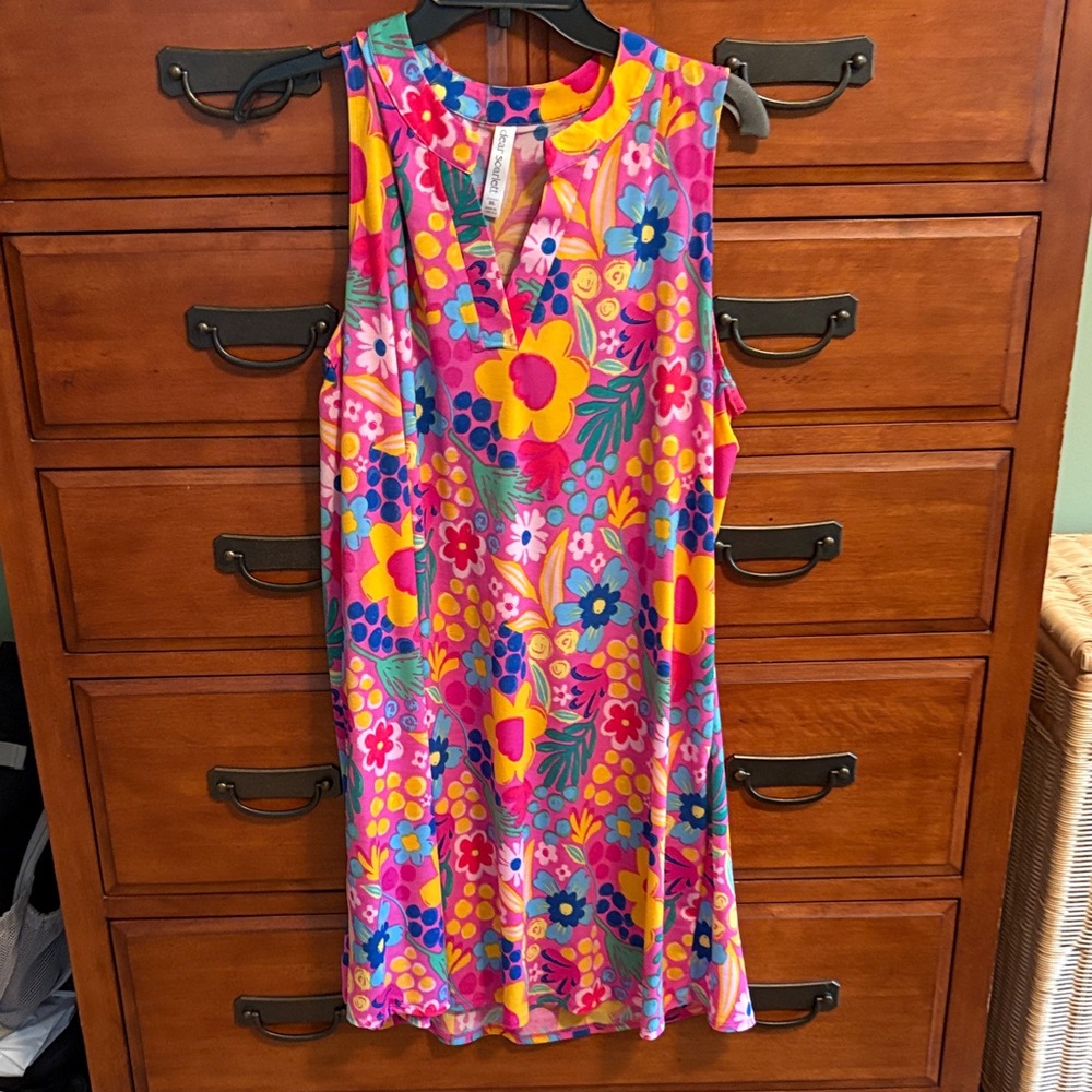 Bright Pink Floral Sleeveless Mini